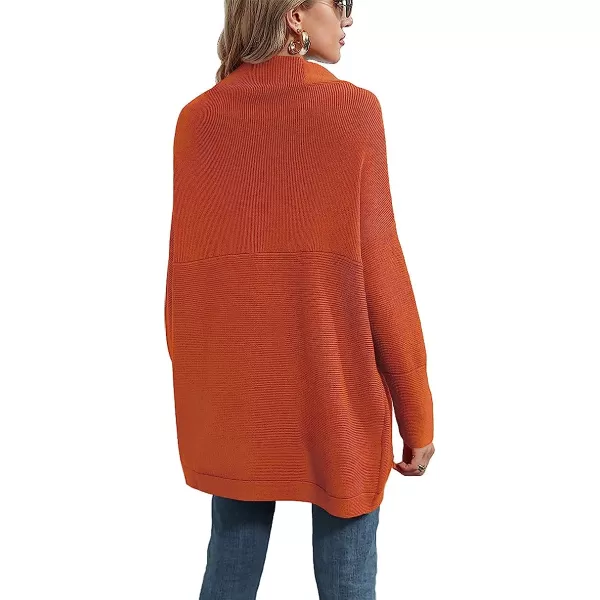 imageANRABESS Women Casual Turtleneck Batwing Sleeve Slouchy Oversized Ribbed Knit Tunic Sweaters PulloverRust Orange