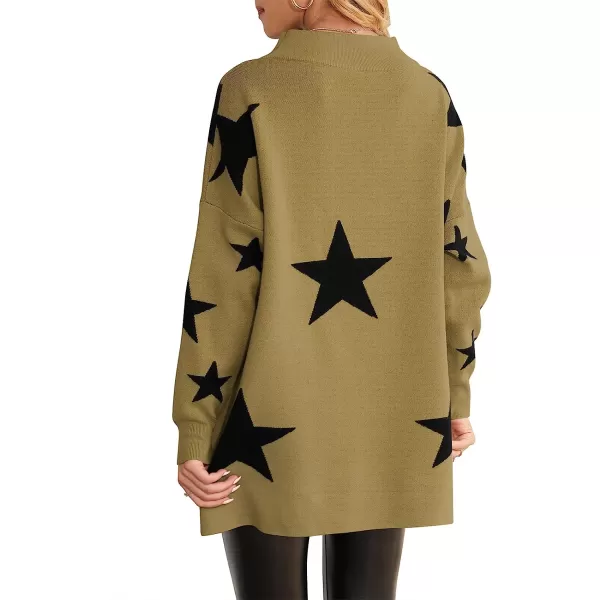 imageANRABESS Women Casual Turtleneck Batwing Sleeve Slouchy Oversized Ribbed Knit Tunic Sweaters PulloverStar Black