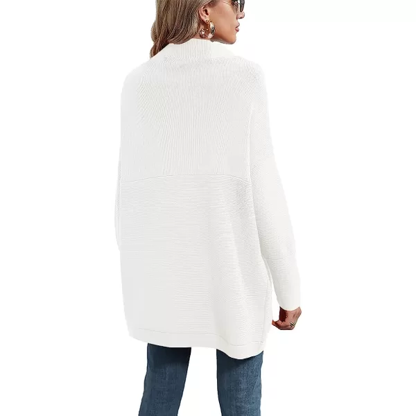 imageANRABESS Women Casual Turtleneck Batwing Sleeve Slouchy Oversized Ribbed Knit Tunic Sweaters PulloverWhite