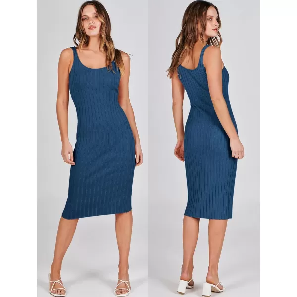 imageANRABESS Women Casual Two Piece Outfits Long Sleeve Ribbed Knit Crop Top and Bodycon Midi Dresses Pullover Sweater SetsBlue