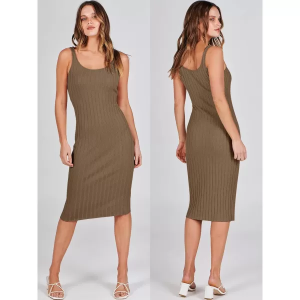 imageANRABESS Women Casual Two Piece Outfits Long Sleeve Ribbed Knit Crop Top and Bodycon Midi Dresses Pullover Sweater SetsCoffee