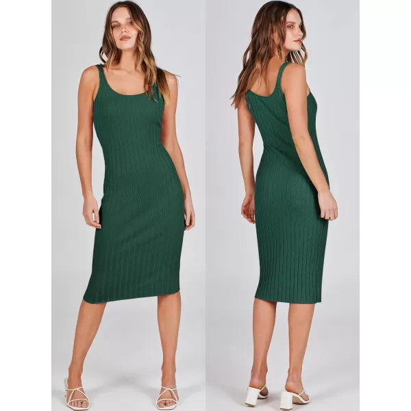 imageANRABESS Women Casual Two Piece Outfits Long Sleeve Ribbed Knit Crop Top and Bodycon Midi Dresses Pullover Sweater SetsGreen