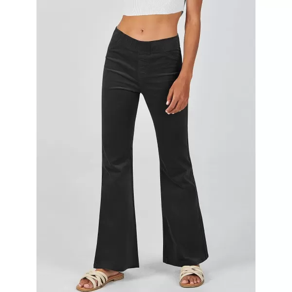 imageANRABESS Women Corduroy Flare Pants High Waist Bell Bottom Casual Baggy Y2K Skinny JeansBlack