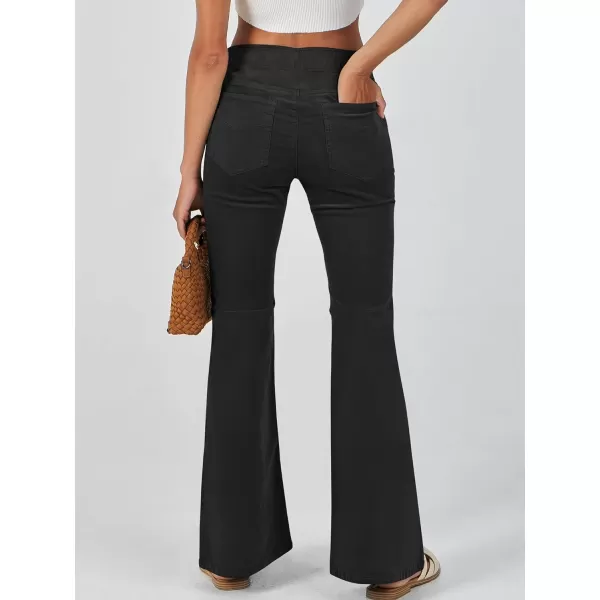 imageANRABESS Women Corduroy Flare Pants High Waist Bell Bottom Casual Baggy Y2K Skinny JeansBlack