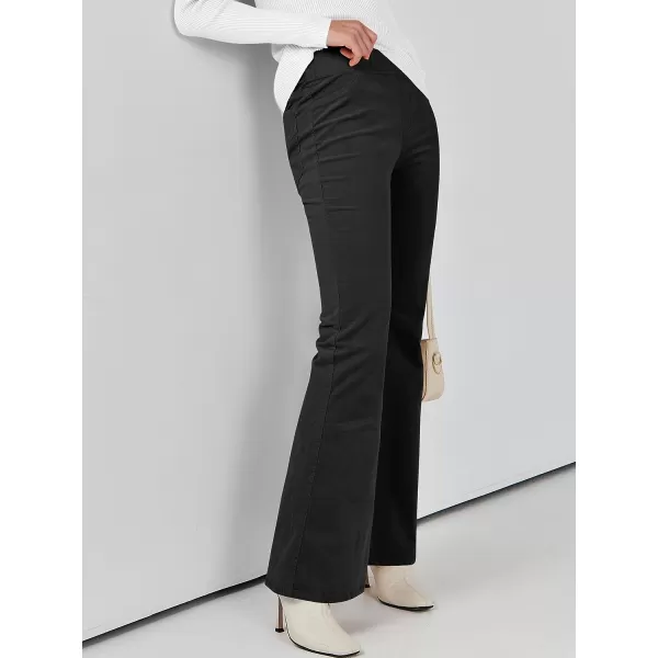 imageANRABESS Women Corduroy Flare Pants High Waist Bell Bottom Casual Baggy Y2K Skinny JeansBlack