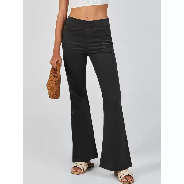 imageANRABESS Women Corduroy Flare Pants High Waist Bell Bottom Casual Baggy Y2K Skinny JeansBlack