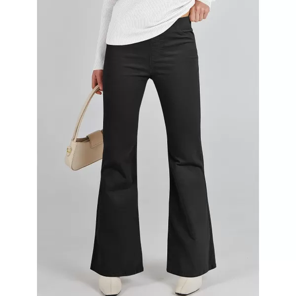 imageANRABESS Women Corduroy Flare Pants High Waist Bell Bottom Casual Baggy Y2K Skinny JeansBlack