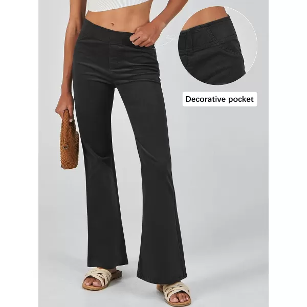 imageANRABESS Women Corduroy Flare Pants High Waist Bell Bottom Casual Baggy Y2K Skinny JeansBlack