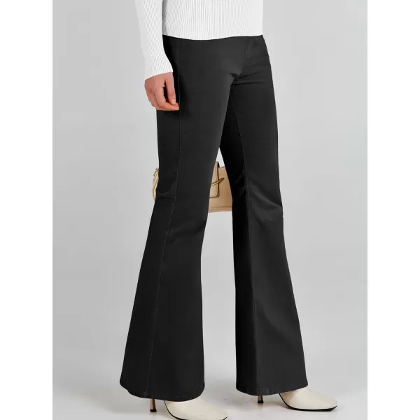 imageANRABESS Women Corduroy Flare Pants High Waist Bell Bottom Casual Baggy Y2K Skinny JeansBlack
