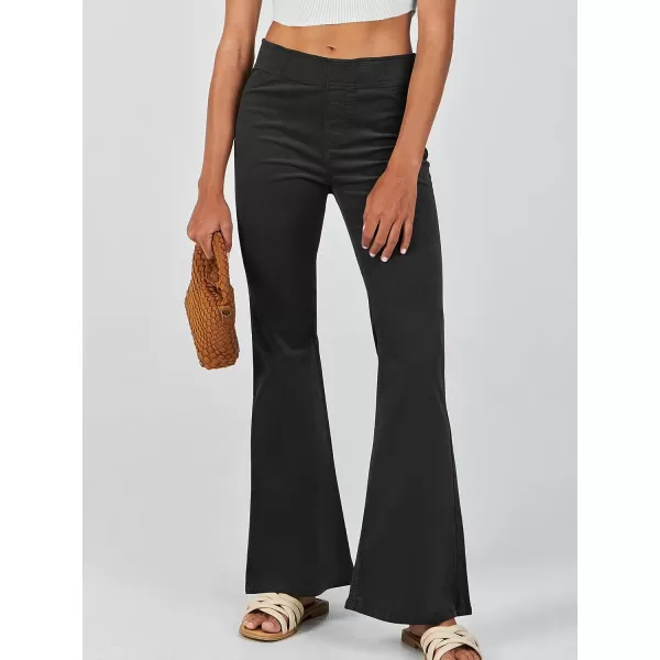 imageANRABESS Women Corduroy Flare Pants High Waist Bell Bottom Casual Baggy Y2K Skinny JeansBlack