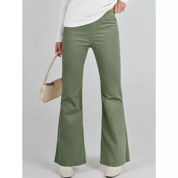 imageANRABESS Women Corduroy Flare Pants High Waist Bell Bottom Casual Baggy Y2K Skinny JeansLight Green