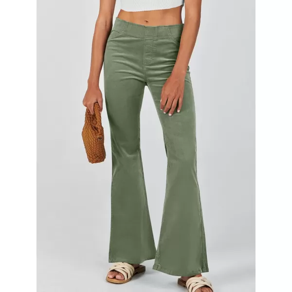 imageANRABESS Women Corduroy Flare Pants High Waist Bell Bottom Casual Baggy Y2K Skinny JeansLight Green