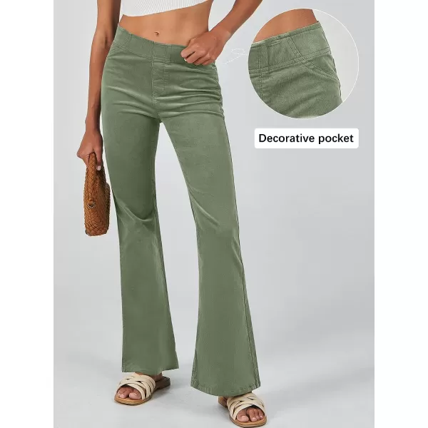 imageANRABESS Women Corduroy Flare Pants High Waist Bell Bottom Casual Baggy Y2K Skinny JeansLight Green