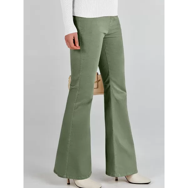 imageANRABESS Women Corduroy Flare Pants High Waist Bell Bottom Casual Baggy Y2K Skinny JeansLight Green