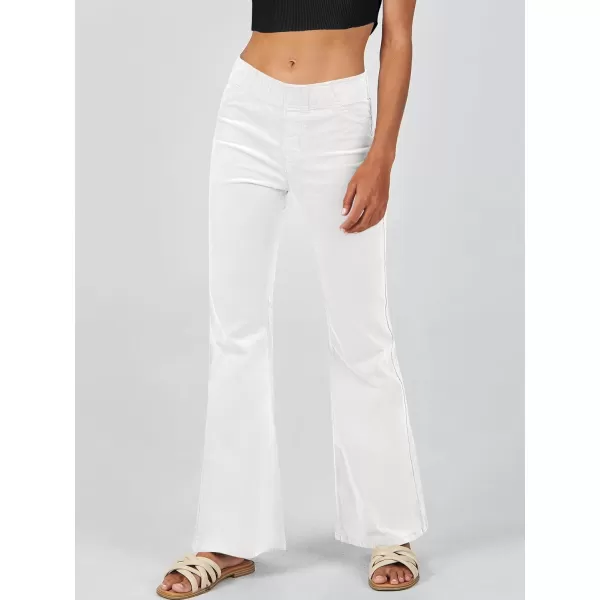 imageANRABESS Women Corduroy Flare Pants High Waist Bell Bottom Casual Baggy Y2K Skinny JeansWhite