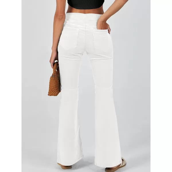 imageANRABESS Women Corduroy Flare Pants High Waist Bell Bottom Casual Baggy Y2K Skinny JeansWhite