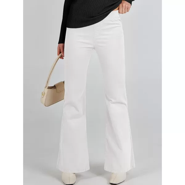 imageANRABESS Women Corduroy Flare Pants High Waist Bell Bottom Casual Baggy Y2K Skinny JeansWhite