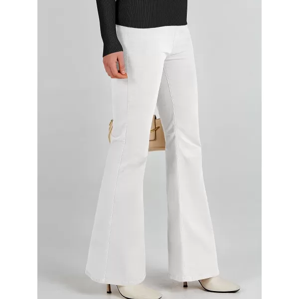 imageANRABESS Women Corduroy Flare Pants High Waist Bell Bottom Casual Baggy Y2K Skinny JeansWhite