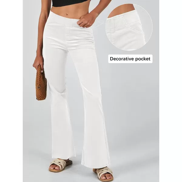 imageANRABESS Women Corduroy Flare Pants High Waist Bell Bottom Casual Baggy Y2K Skinny JeansWhite