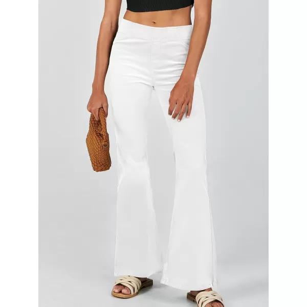 imageANRABESS Women Corduroy Flare Pants High Waist Bell Bottom Casual Baggy Y2K Skinny JeansWhite