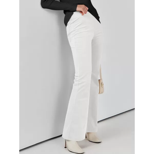 imageANRABESS Women Corduroy Flare Pants High Waist Bell Bottom Casual Baggy Y2K Skinny JeansWhite
