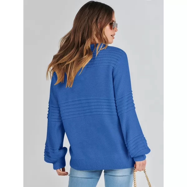 imageANRABESS Women Crew Neck Long Sleeve Sweater 2023 Winter Casual Cable Ribbed Knit Pullover Jumper TopsBlue