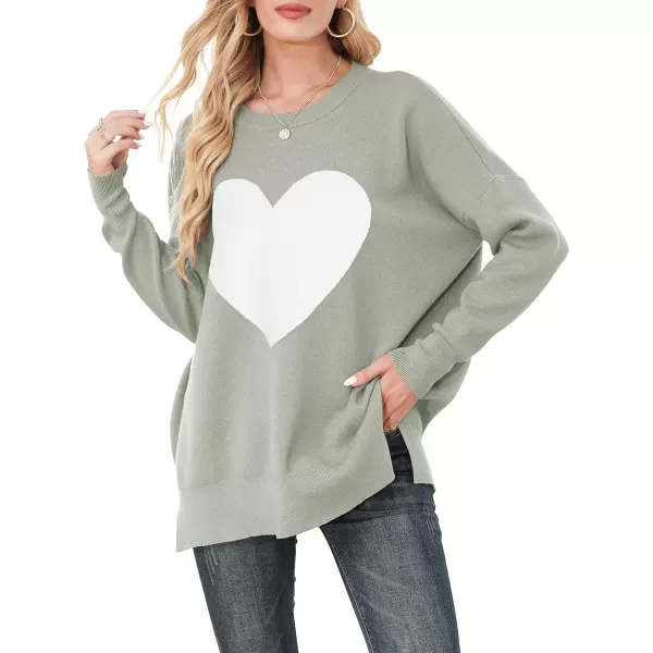 imageANRABESS Women Crewneck Batwing Sleeve 2023 Fall Oversized Side Slit Ribbed Knit Pullover Sweater TopGreyWhite