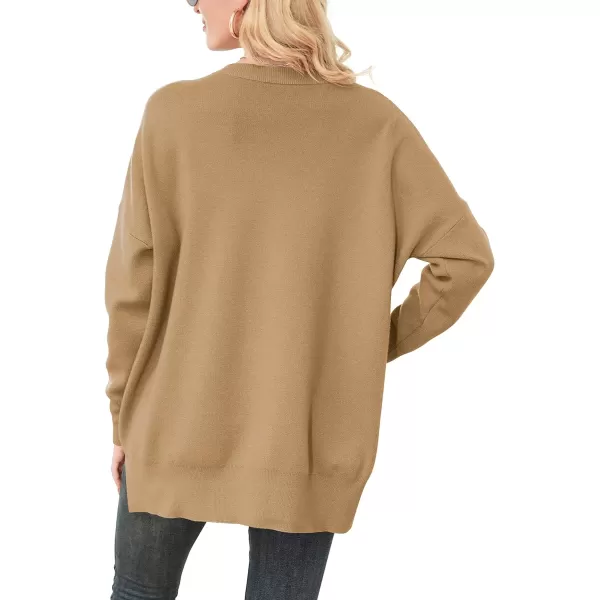 imageANRABESS Women Crewneck Batwing Sleeve 2023 Fall Oversized Side Slit Ribbed Knit Pullover Sweater TopHeart Black