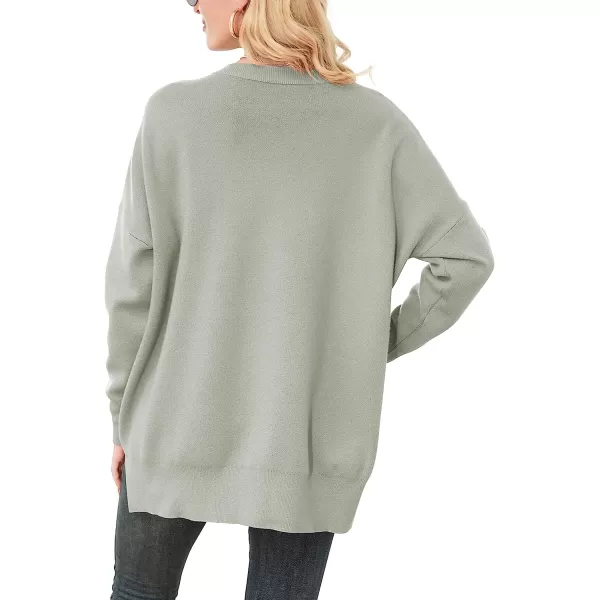 imageANRABESS Women Crewneck Batwing Sleeve Oversized Side Slit Ribbed Knit Pullover Sweater TopHeart White