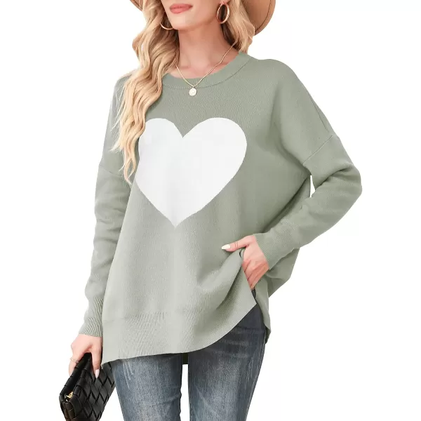 imageANRABESS Women Crewneck Batwing Sleeve Oversized Side Slit Ribbed Knit Pullover Sweater TopHeart White
