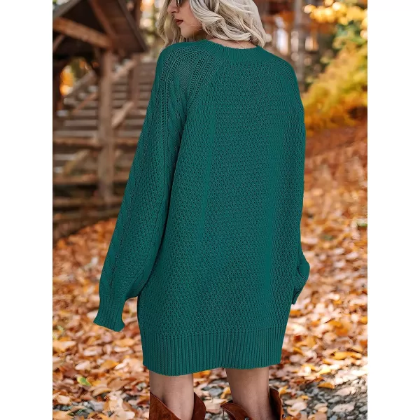 imageANRABESS Women Crewneck Long Sleeve Oversized Cable Knit Chunky Pullover Short Sweater DressesOpal