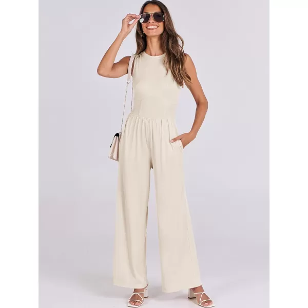 imageANRABESS Women Dressy Jumpsuits 2024 Casual Summer Sleeveless High Neck Rib Tank Top Wide Leg Pants Romper OutfitsBeige
