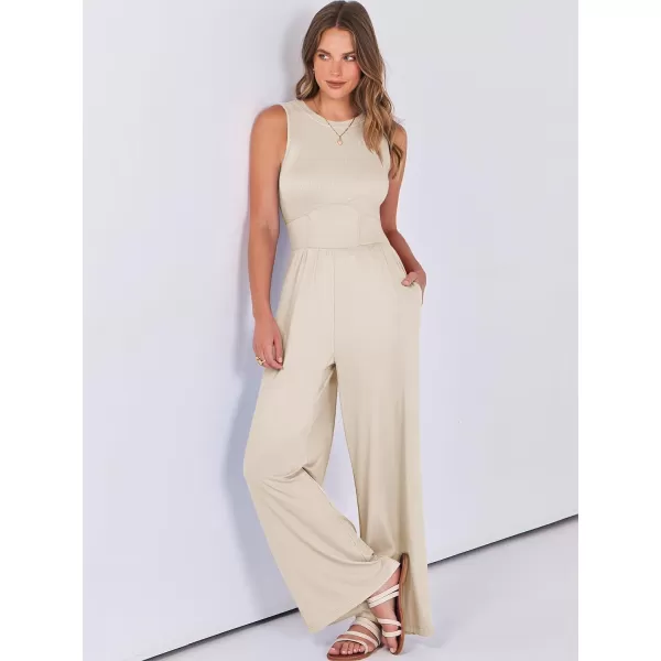 imageANRABESS Women Dressy Jumpsuits 2024 Casual Summer Sleeveless High Neck Rib Tank Top Wide Leg Pants Romper OutfitsBeige