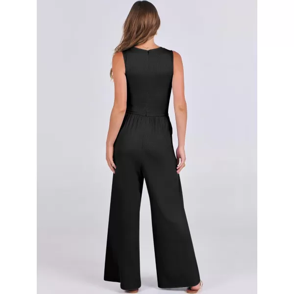 imageANRABESS Women Dressy Jumpsuits 2024 Casual Summer Sleeveless High Neck Rib Tank Top Wide Leg Pants Romper OutfitsBlack