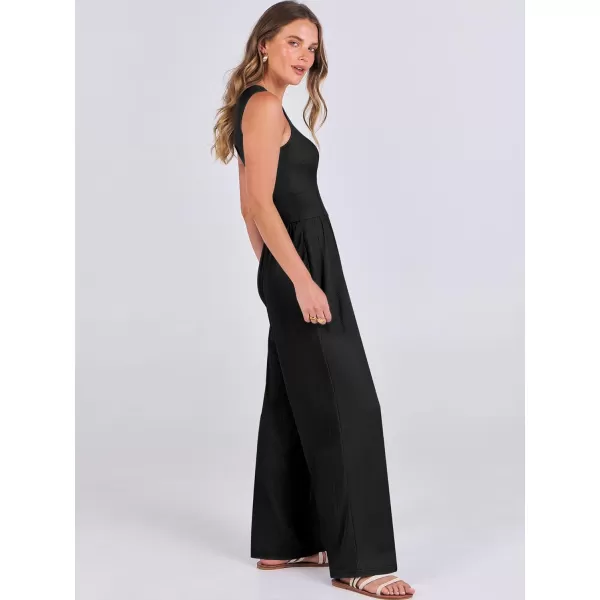 imageANRABESS Women Dressy Jumpsuits 2024 Casual Summer Sleeveless High Neck Rib Tank Top Wide Leg Pants Romper OutfitsBlack