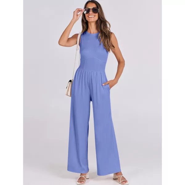 imageANRABESS Women Dressy Jumpsuits 2024 Casual Summer Sleeveless High Neck Rib Tank Top Wide Leg Pants Romper OutfitsBlue