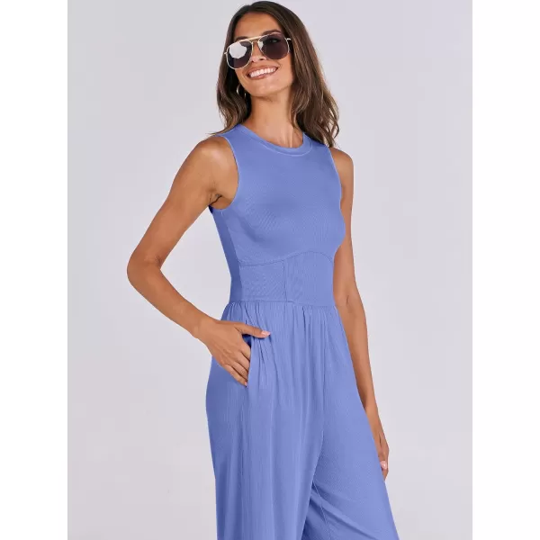 imageANRABESS Women Dressy Jumpsuits 2024 Casual Summer Sleeveless High Neck Rib Tank Top Wide Leg Pants Romper OutfitsBlue