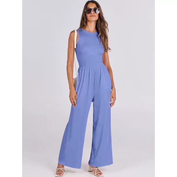 imageANRABESS Women Dressy Jumpsuits 2024 Casual Summer Sleeveless High Neck Rib Tank Top Wide Leg Pants Romper OutfitsBlue