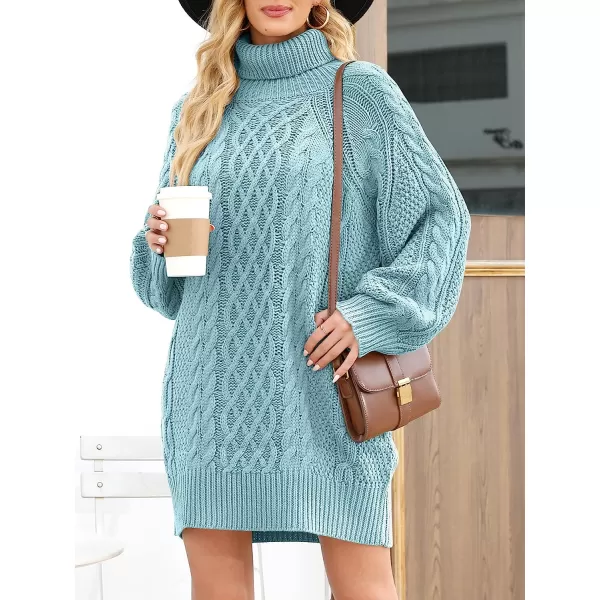 imageANRABESS Women Fall Winter Long Sleeve Oversized Turtleneck Cable Knit Chunky Pullover Sweater DressBlue