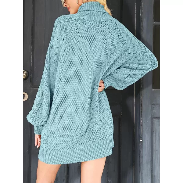 imageANRABESS Women Fall Winter Long Sleeve Oversized Turtleneck Cable Knit Chunky Pullover Sweater DressBlue