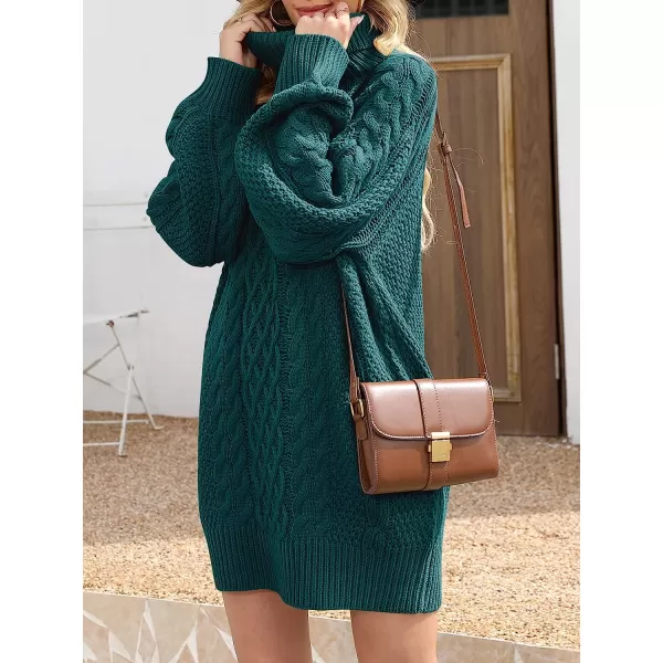 imageANRABESS Women Fall Winter Long Sleeve Oversized Turtleneck Cable Knit Chunky Pullover Sweater DressOpal