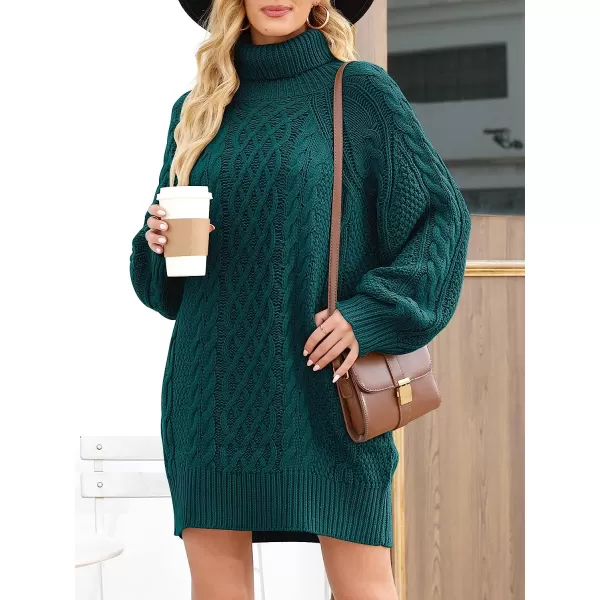 imageANRABESS Women Fall Winter Long Sleeve Oversized Turtleneck Cable Knit Chunky Pullover Sweater DressOpal