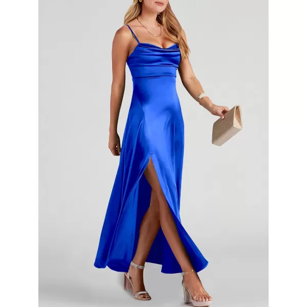 imageANRABESS Women Formal Satin Spaghetti Strap Cowl Neck Bodycon Slit Prom Cocktail Maxi Dress Evening PartyBlue