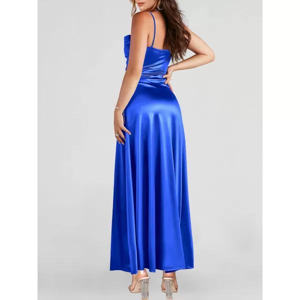 imageANRABESS Women Formal Satin Spaghetti Strap Cowl Neck Bodycon Slit Prom Cocktail Maxi Dress Evening PartyBlue