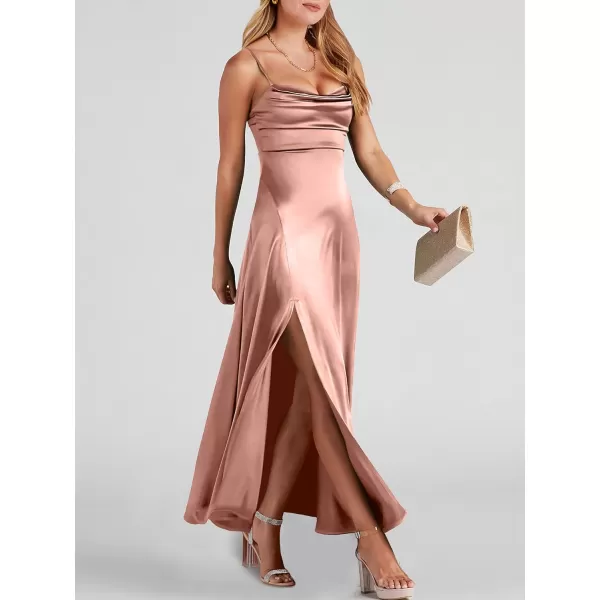 imageANRABESS Women Formal Satin Spaghetti Strap Cowl Neck Bodycon Slit Prom Cocktail Maxi Dress Evening PartyLight Pink