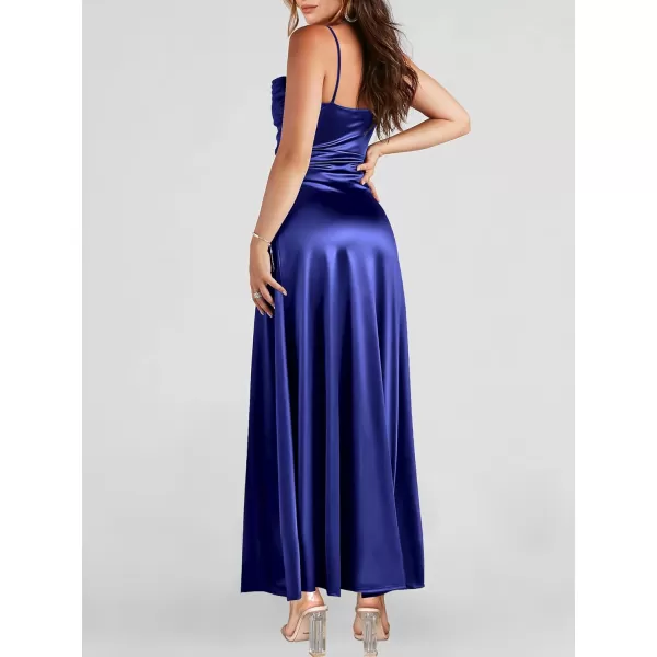imageANRABESS Women Formal Satin Spaghetti Strap Cowl Neck Bodycon Slit Prom Cocktail Maxi Dress Evening PartyNavy Blue