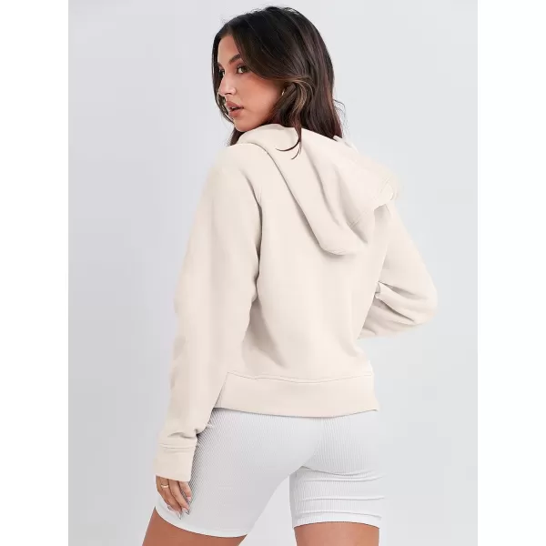 imageANRABESS Women Half Zip Cropped Hoodies Fleece Quarter Zip Up Pullover Sweatshirts Winter Clothes 2023 Outfits SweaterApricot