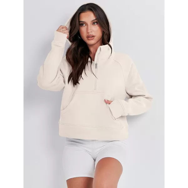 imageANRABESS Women Half Zip Cropped Hoodies Fleece Quarter Zip Up Pullover Sweatshirts Winter Clothes 2023 Outfits SweaterApricot