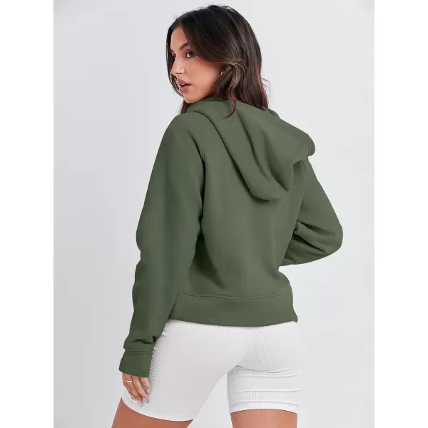 imageANRABESS Women Half Zip Cropped Hoodies Fleece Quarter Zip Up Pullover Sweatshirts Winter Clothes 2023 Outfits SweaterArmy Green