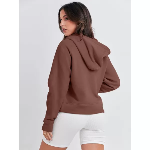 imageANRABESS Women Half Zip Cropped Hoodies Fleece Quarter Zip Up Pullover Sweatshirts Winter Clothes 2023 Outfits SweaterBrown